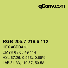カラーコード: RGB 205.7 218.6 112 | qconv.com