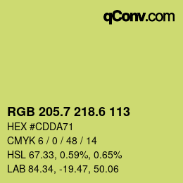 カラーコード: RGB 205.7 218.6 113 | qconv.com