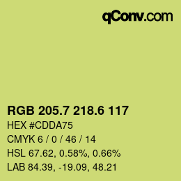 カラーコード: RGB 205.7 218.6 117 | qconv.com