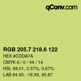 カラーコード: RGB 205.7 218.6 122 | qconv.com