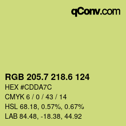 カラーコード: RGB 205.7 218.6 124 | qconv.com