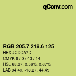 カラーコード: RGB 205.7 218.6 125 | qconv.com