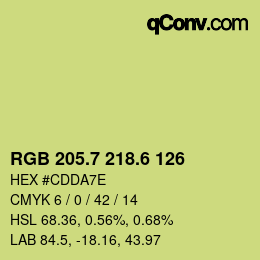 カラーコード: RGB 205.7 218.6 126 | qconv.com