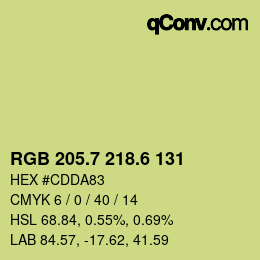 カラーコード: RGB 205.7 218.6 131 | qconv.com