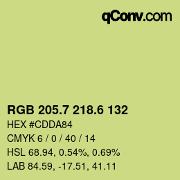 カラーコード: RGB 205.7 218.6 132 | qconv.com