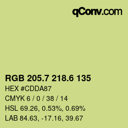 カラーコード: RGB 205.7 218.6 135 | qconv.com