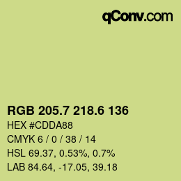 カラーコード: RGB 205.7 218.6 136 | qconv.com