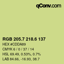 カラーコード: RGB 205.7 218.6 137 | qconv.com