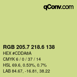 カラーコード: RGB 205.7 218.6 138 | qconv.com