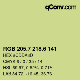 カラーコード: RGB 205.7 218.6 141 | qconv.com