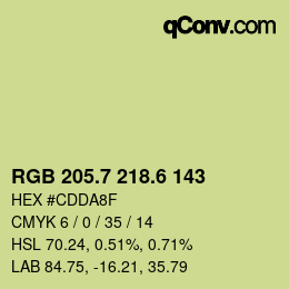 カラーコード: RGB 205.7 218.6 143 | qconv.com
