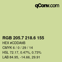 カラーコード: RGB 205.7 218.6 155 | qconv.com