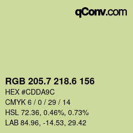 カラーコード: RGB 205.7 218.6 156 | qconv.com