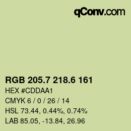 カラーコード: RGB 205.7 218.6 161 | qconv.com