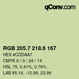 カラーコード: RGB 205.7 218.6 167 | qconv.com