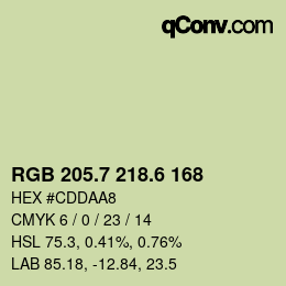 カラーコード: RGB 205.7 218.6 168 | qconv.com