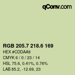 カラーコード: RGB 205.7 218.6 169 | qconv.com