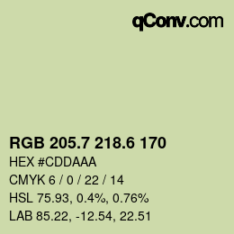 カラーコード: RGB 205.7 218.6 170 | qconv.com