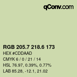 カラーコード: RGB 205.7 218.6 173 | qconv.com