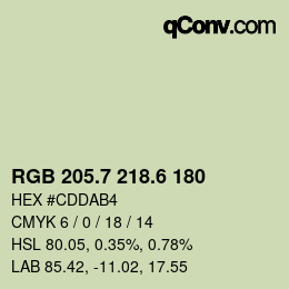 カラーコード: RGB 205.7 218.6 180 | qconv.com
