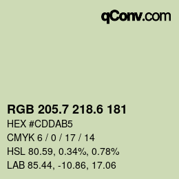 カラーコード: RGB 205.7 218.6 181 | qconv.com