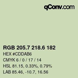 カラーコード: RGB 205.7 218.6 182 | qconv.com