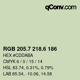 カラーコード: RGB 205.7 218.6 186 | qconv.com