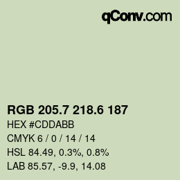 カラーコード: RGB 205.7 218.6 187 | qconv.com