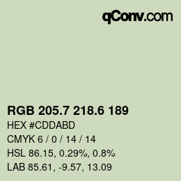 カラーコード: RGB 205.7 218.6 189 | qconv.com