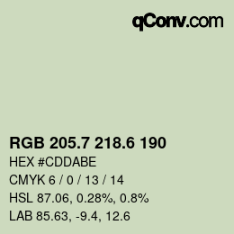 カラーコード: RGB 205.7 218.6 190 | qconv.com