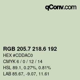 カラーコード: RGB 205.7 218.6 192 | qconv.com