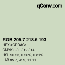 カラーコード: RGB 205.7 218.6 193 | qconv.com