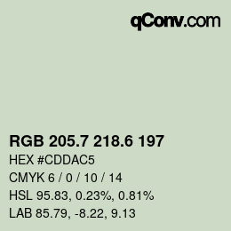 カラーコード: RGB 205.7 218.6 197 | qconv.com