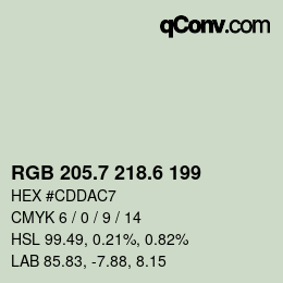 カラーコード: RGB 205.7 218.6 199 | qconv.com
