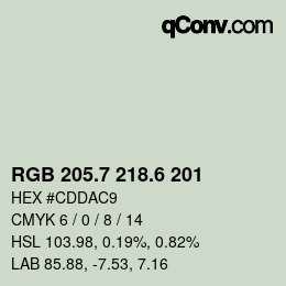 カラーコード: RGB 205.7 218.6 201 | qconv.com