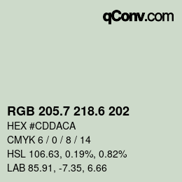 カラーコード: RGB 205.7 218.6 202 | qconv.com