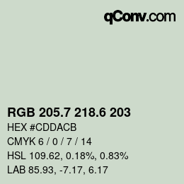 カラーコード: RGB 205.7 218.6 203 | qconv.com