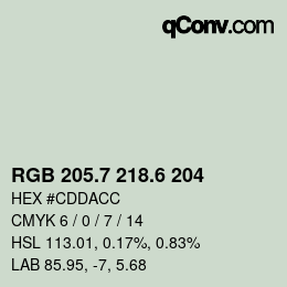 カラーコード: RGB 205.7 218.6 204 | qconv.com