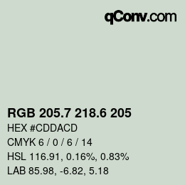 カラーコード: RGB 205.7 218.6 205 | qconv.com