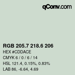 カラーコード: RGB 205.7 218.6 206 | qconv.com