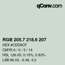 カラーコード: RGB 205.7 218.6 207 | qconv.com