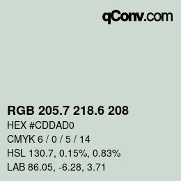 カラーコード: RGB 205.7 218.6 208 | qconv.com