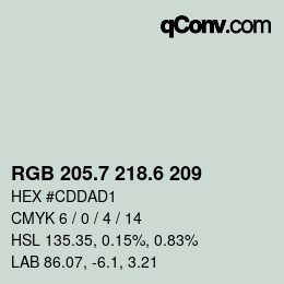 カラーコード: RGB 205.7 218.6 209 | qconv.com