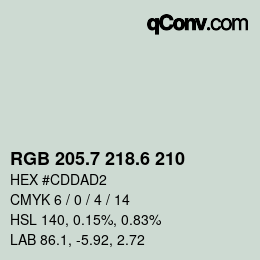 カラーコード: RGB 205.7 218.6 210 | qconv.com