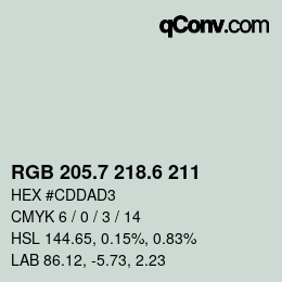 カラーコード: RGB 205.7 218.6 211 | qconv.com