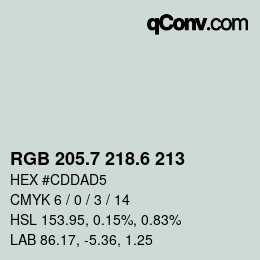カラーコード: RGB 205.7 218.6 213 | qconv.com