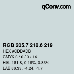 カラーコード: RGB 205.7 218.6 219 | qconv.com