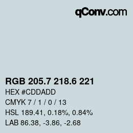 カラーコード: RGB 205.7 218.6 221 | qconv.com