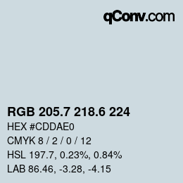 カラーコード: RGB 205.7 218.6 224 | qconv.com