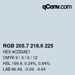 カラーコード: RGB 205.7 218.6 225 | qconv.com
